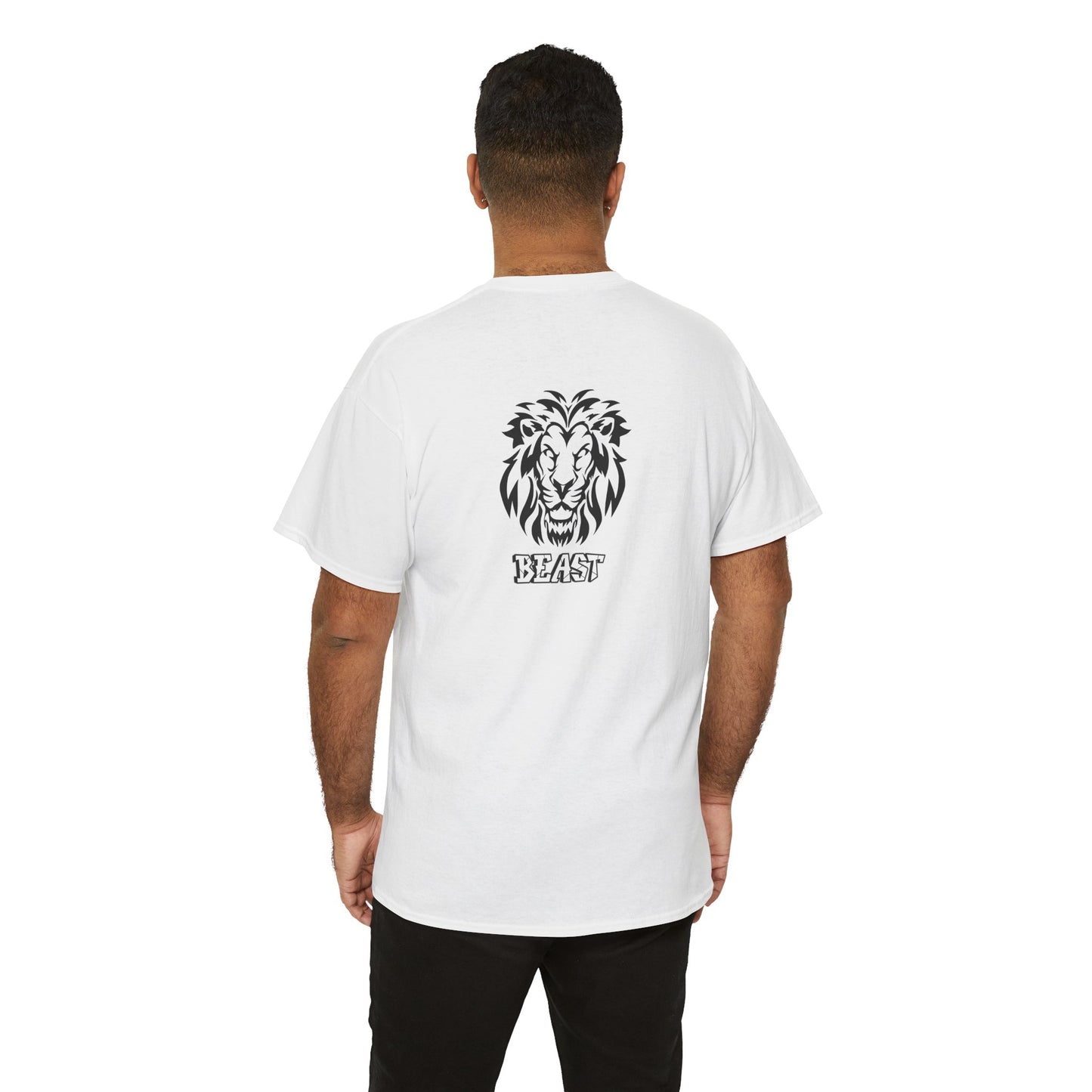 Beast Mode Lion Back Print Tee with Crown Chest Logo