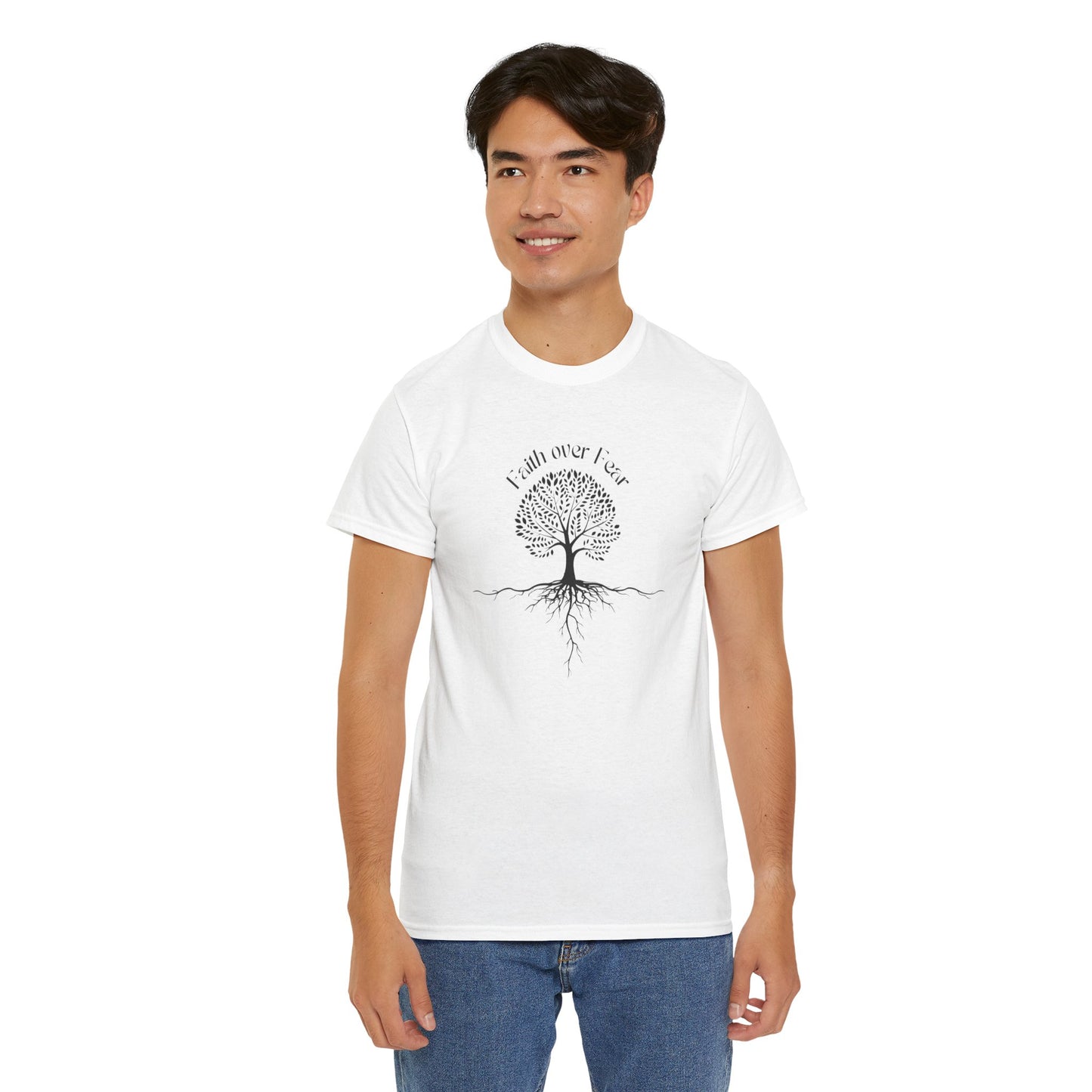 Faith Over Fear Tree T-Shirt - Inspirational Design