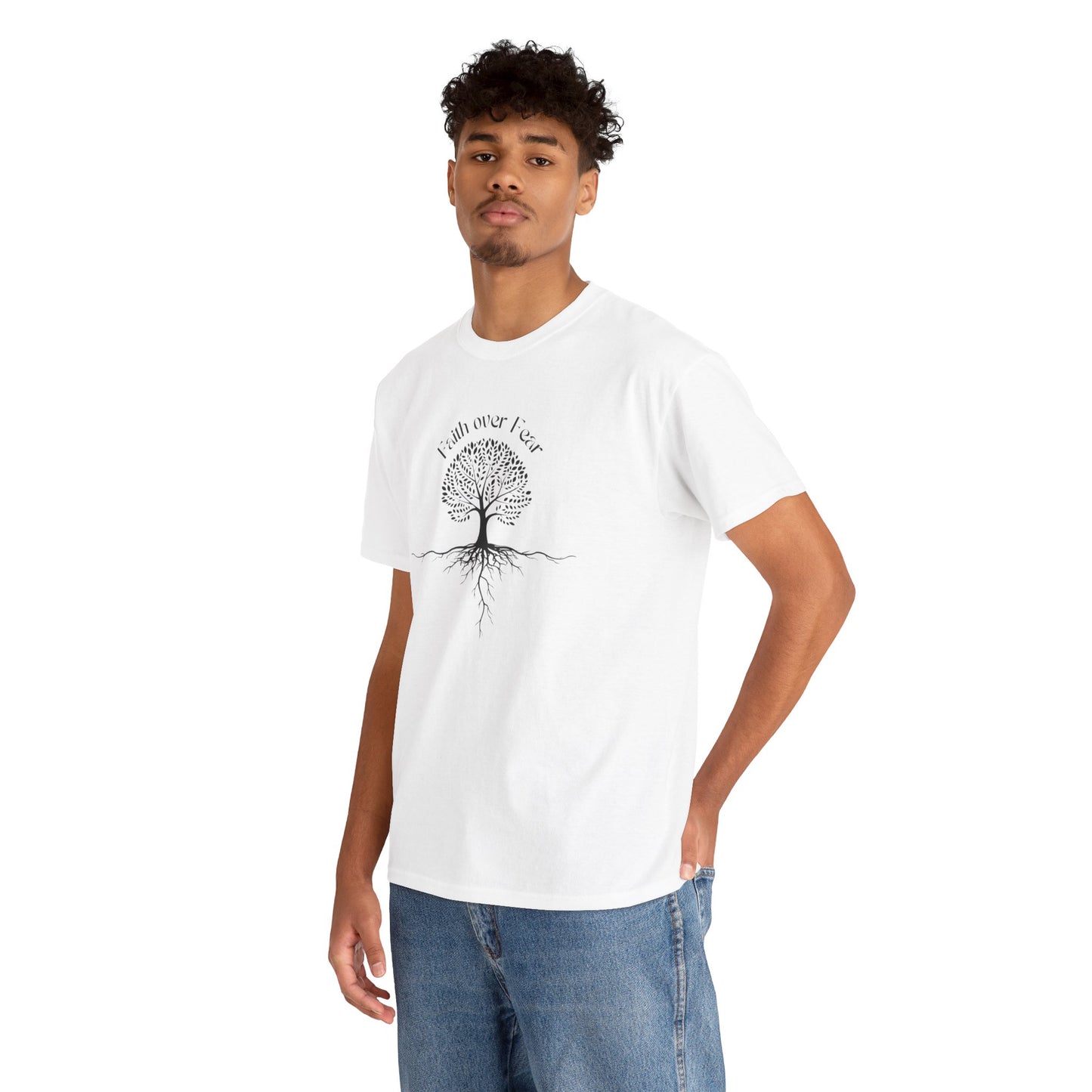 Faith Over Fear Tree T-Shirt - Inspirational Design